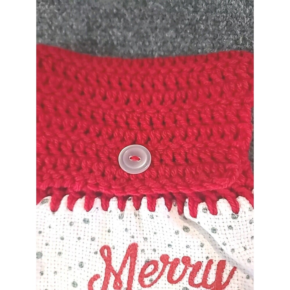 NEW  Handmade Crochet Santa Christmas Kitchen Oven Door Hanging Hand Towel - Picture 2 of 5